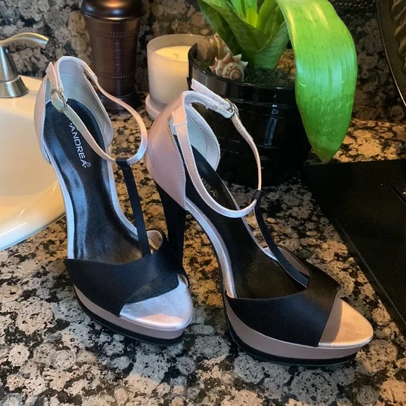 Andrea high heels size 6 old pink & black - Picture 2 of 10